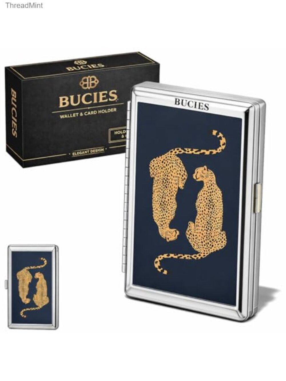 Vintage Metal Card Holder Wallet Slim Snap Closure Card Case